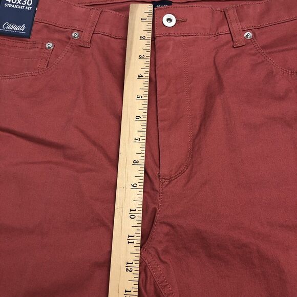 Size 40x30 Roundtree & Yorke Stretch Pants Straight Fit Casual Berry Color Denim - Picture 11 of 12